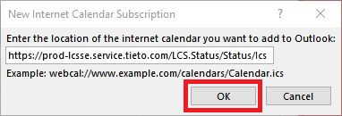 Add Calendar dialog